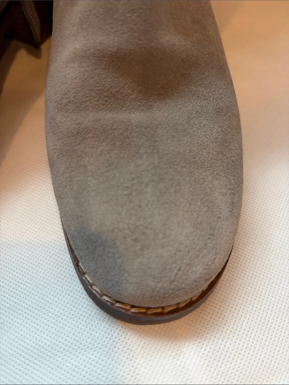 Cole Haan Light Gray Suede Ankle Booties with Side Zip